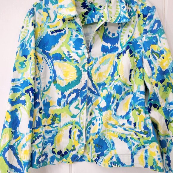 Coldwater Creek Watercolor Print Short Cotton Jacket - Picture 4 of 6